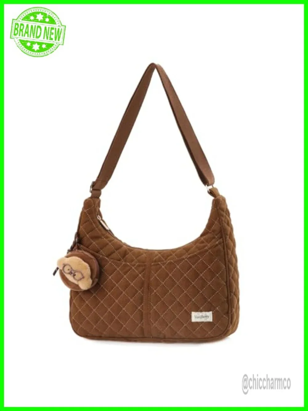 Quilted Hobo Shoulder Bag Crossbody Purse with Zipper Closure Adjustable Strap